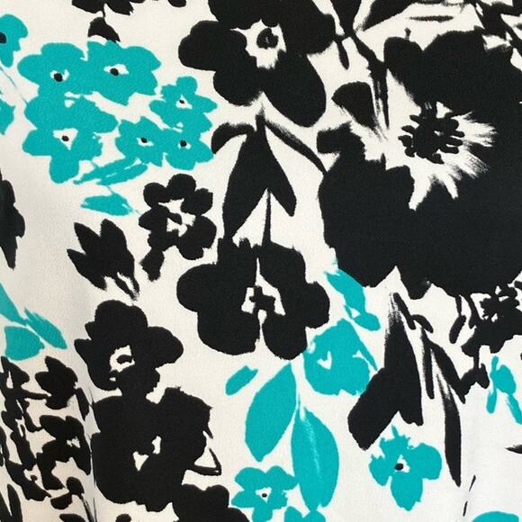 Jessica Howard Turquoise Black White Sleeveless Floral Dress Size 10 - Picture 4 of 4
